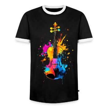 Buntes Violine Musik - Männer Kontrast-T-Shirt - Schwarz/Weiß - Vorne - AI Model Female 172 light (172cm) & AI Model Male 178 light (178cm)