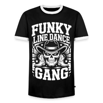 Funky Line Dance Gang - Men's Ringer Shirt - black/white - Front - AI Model Female 172 light (172cm) & AI Model Male 178 light (178cm)