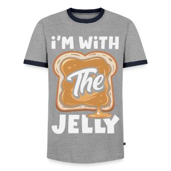 Look Partner Beurre de Cacahuète & Confiture Design - T-shirt contrasté Homme - gris/marine  - Devant - AI Model Female 172 light (172cm) & AI Model Male 178 light (178cm)