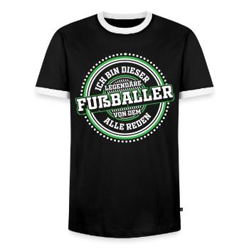 Fußballer Fußball Sport - Männer Kontrast-T-Shirt - Schwarz/Weiß - Vorne - AI Model Female 172 light (172cm) & AI Model Male 178 light (178cm)