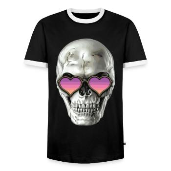 Crâne d’amour - T-shirt contrasté Homme - noir/blanc - Devant - AI Model Female 172 light (172cm) & AI Model Male 178 light (178cm)