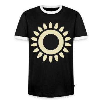 Abstract Sun Sunshine Abstract Art - Men's Ringer Shirt - black/white - Front - AI Model Female 172 light (172cm) & AI Model Male 178 light (178cm)