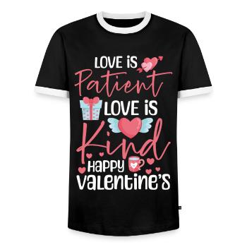 Valentine's Day Boyfriend In Love Affection - Men's Ringer Shirt - black/white - Front - AI Model Female 172 light (172cm) & AI Model Male 178 light (178cm)