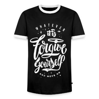 SINN WEITER VORNE HÖHER STEIGER TREIBEN MOTIVE - Männer Kontrast-T-Shirt - Schwarz/Weiß - Vorne - AI Model Female 172 light (172cm) & AI Model Male 178 light (178cm)