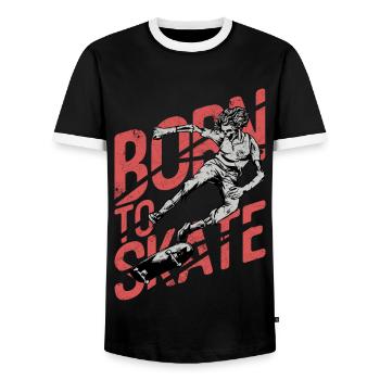 NÉ SKATE BOARDER SK8 LONGBOARDER MOTIFS DE PATINAGE - T-shirt contrasté Homme - noir/blanc - Devant - AI Model Female 172 light (172cm) & AI Model Male 178 light (178cm)