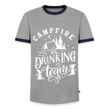 LAGERFEUER TRINKEN BIER ALKOHOL TEAM SPRÜCHE MOTIV - Männer Kontrast-T-Shirt - Grau/Navy  - Vorne - AI Model Female 172 light (172cm) & AI Model Male 178 light (178cm)