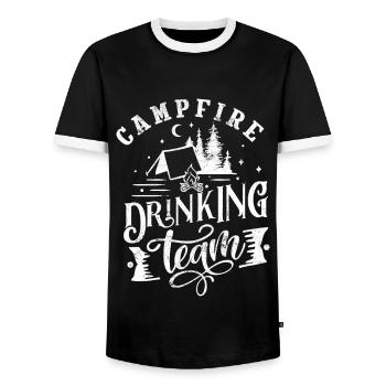 CAMPFIRE DRINKING BEER ALCOHOL TEAM SAYINGS MOTIVE - Men's Ringer Shirt - black/white - Front - AI Model Female 172 light (172cm) & AI Model Male 178 light (178cm)