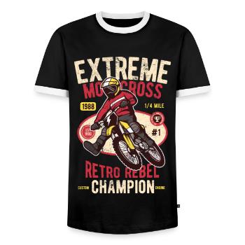 EXTREME MOTOCROSS SUPER ENDURO MOTORCYCLE GIFT - Men's Ringer Shirt - black/white - Front - AI Model Female 172 light (172cm) & AI Model Male 178 light (178cm)