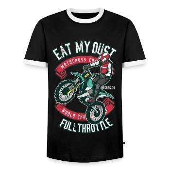 EAT MY DUST MOTOCROSS MOTORCYCLE GIFT - Men's Ringer Shirt - black/white - Front - AI Model Female 172 light (172cm) & AI Model Male 178 light (178cm)