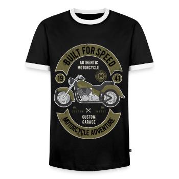 SCHNELLES MOTORRAD CHOPPER VINTAGE BIKER MOTIVE - Männer Kontrast-T-Shirt - Schwarz/Weiß - Vorne - AI Model Female 172 light (172cm) & AI Model Male 178 light (178cm)