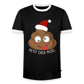 Humor christmas little poop christmas gift funny - Men's Ringer Shirt - black/white - Front - AI Model Female 172 light (172cm) & AI Model Male 178 light (178cm)