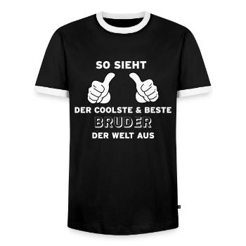 Cooler Bruder - Männer Kontrast-T-Shirt - Schwarz/Weiß - Vorne - AI Model Female 172 light (172cm) & AI Model Male 178 light (178cm)