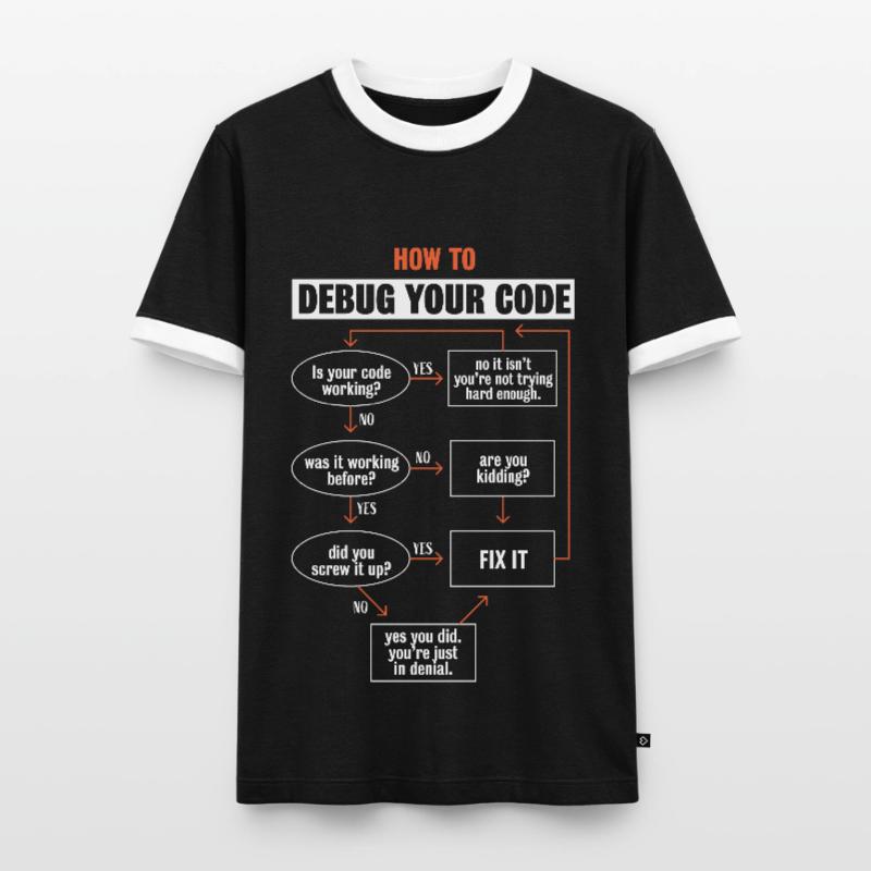 "So debuggen Sie Ihren Code" Funny Programmer Coding Männer Kontrast-T-Shirt