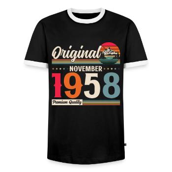 66e anniversaire Légende Novembre 1958 Volume 58 - T-shirt contrasté Homme - noir/blanc - Devant - AI Model Female 172 light (172cm) & AI Model Male 178 light (178cm)