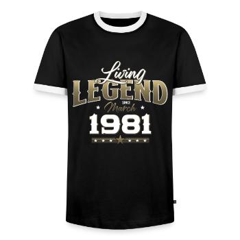 44ème anniversaire cadeau mari Original mars 1981 - T-shirt contrasté Homme - noir/blanc - Devant - AI Model Female 172 light (172cm) & AI Model Male 178 light (178cm)