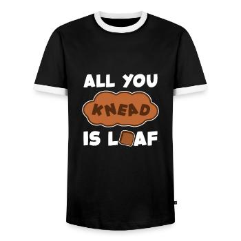 'All You Need Is Loaf' Funny Baking Design - Men's Ringer Shirt - black/white - Front - AI Model Female 172 light (172cm) & AI Model Male 178 light (178cm)
