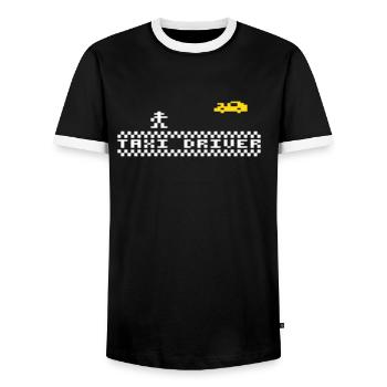 Taxi Driver - Men's Ringer Shirt - black/white - Front - AI Model Female 172 light (172cm) & AI Model Male 178 light (178cm)