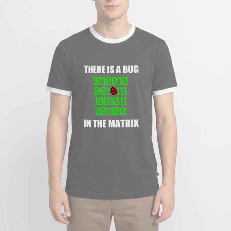 There is a bug in matrix ladybug pun, binary Men's Ringer Shirt