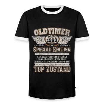 Oldtimer Baujahr Jahrgang 1993 Geburtstag Geschenk - Männer Kontrast-T-Shirt - Schwarz/Weiß - Vorne - AI Model Female 172 light (172cm) & AI Model Male 178 light (178cm)