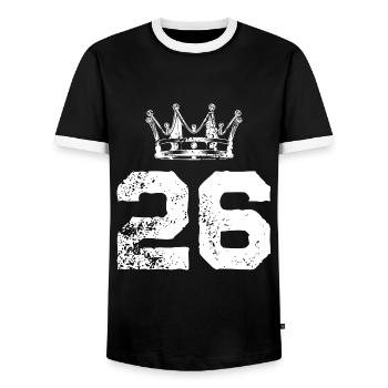 26 Zahl Krone - Männer Kontrast-T-Shirt - Schwarz/Weiß - Vorne - AI Model Female 172 light (172cm) & AI Model Male 178 light (178cm)