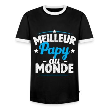 Meilleur papy du monde - T-shirt contrasté Homme - noir/blanc - Devant - AI Model Female 172 light (172cm) & AI Model Male 178 light (178cm)