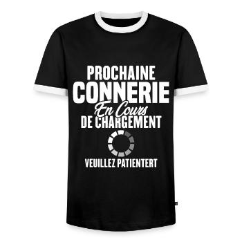 Prochaine Connerie En Cours De Chargement - T-shirt contrasté Homme - noir/blanc - Devant - AI Model Female 172 light (172cm) & AI Model Male 178 light (178cm)