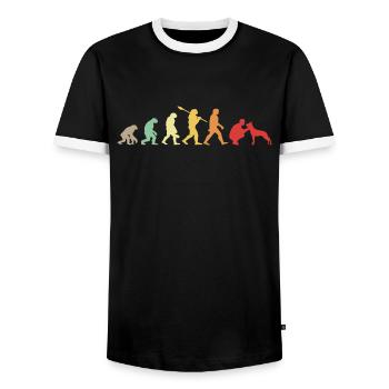 Evolution Funny Belgian Shepherd Dog Malinois - Men's Ringer Shirt - black/white - Front - AI Model Female 172 light (172cm) & AI Model Male 178 light (178cm)