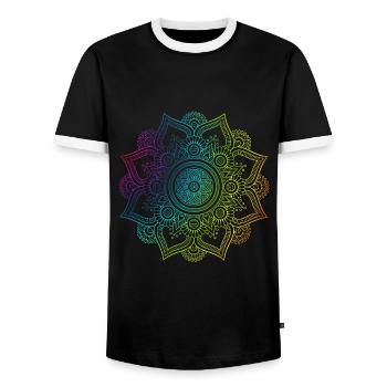 Mandala - T-shirt contrasté Homme - noir/blanc - Devant - AI Model Female 172 light (172cm) & AI Model Male 178 light (178cm)