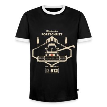 FORTSCHRITT Mähdrescher E 512 DDR ostalgie LPG - Männer Kontrast-T-Shirt - Schwarz/Weiß - Vorne - AI Model Female 172 light (172cm) & AI Model Male 178 light (178cm)