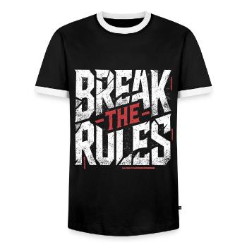 Break the Rules - Men's Ringer Shirt - black/white - Front - AI Model Female 172 light (172cm) & AI Model Male 178 light (178cm)