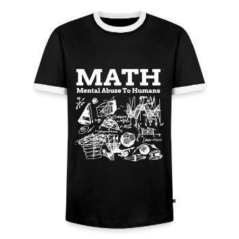 Math Mental Abuse to Humans - Men's Ringer Shirt - black/white - Front - AI Model Female 172 light (172cm) & AI Model Male 178 light (178cm)