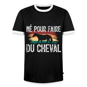 Né pour faire du cheval. amoureux des chevaux. - T-shirt contrasté Homme - noir/blanc - Devant - AI Model Female 172 light (172cm) & AI Model Male 178 light (178cm)