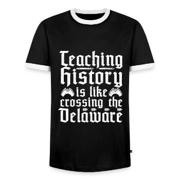 Historian - Men's Ringer Shirt - black/white - Front - AI Model Female 172 light (172cm) & AI Model Male 178 light (178cm)