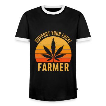 Support Your Local Farmer Retro Marihuana Cannabis - Männer Kontrast-T-Shirt - Schwarz/Weiß - Vorne - AI Model Female 172 light (172cm) & AI Model Male 178 light (178cm)