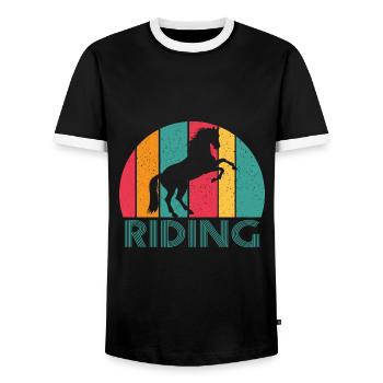 Pferde Reiter Retro Vintage Design - Männer Kontrast-T-Shirt - Schwarz/Weiß - Vorne - AI Model Female 172 light (172cm) & AI Model Male 178 light (178cm)