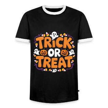 Trick or Treat - Männer Kontrast-T-Shirt - Schwarz/Weiß - Vorne - AI Model Female 172 light (172cm) & AI Model Male 178 light (178cm)
