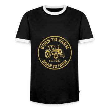 Born to Farm Tracteur Vintage - T-shirt contrasté Homme - noir/blanc - Devant - AI Model Female 172 light (172cm) & AI Model Male 178 light (178cm)