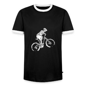 ss200519 BNW Mountainbiker weiss - Männer Kontrast-T-Shirt - Schwarz/Weiß - Vorne - AI Model Female 172 light (172cm) & AI Model Male 178 light (178cm)