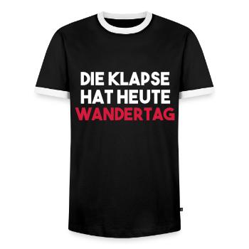 DIE KLAPSE HAT HEUTE WANDERTAG Geschenk - Männer Kontrast-T-Shirt - Schwarz/Weiß - Vorne - AI Model Female 172 light (172cm) & AI Model Male 178 light (178cm)