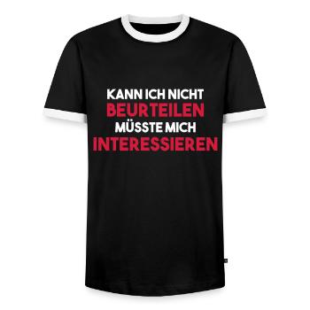 KANN ICH NICHT BEURTEILEN Geschenk - Männer Kontrast-T-Shirt - Schwarz/Weiß - Vorne - AI Model Female 172 light (172cm) & AI Model Male 178 light (178cm)