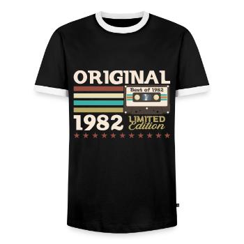 41e anniversaire Vintage Cassette Vintage 1982 - T-shirt contrasté Homme - noir/blanc - Devant - AI Model Female 172 light (172cm) & AI Model Male 178 light (178cm)
