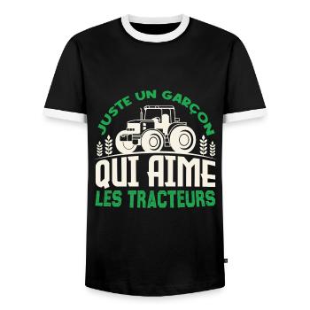 Juste un garçon qui aime Les Tracteurs Agriculteur - T-shirt contrasté Homme - noir/blanc - Devant - AI Model Female 172 light (172cm) & AI Model Male 178 light (178cm)