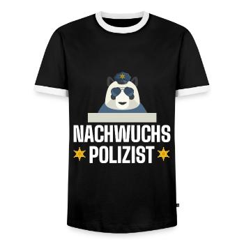 Polizist Polizei Kommissar - Männer Kontrast-T-Shirt - Schwarz/Weiß - Vorne - AI Model Female 172 light (172cm) & AI Model Male 178 light (178cm)