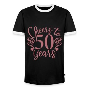 Vive 50 ans - Cadeau d’anniversaire ou d’anniversaire - T-shirt contrasté Homme - noir/blanc - Devant - AI Model Female 172 light (172cm) & AI Model Male 178 light (178cm)