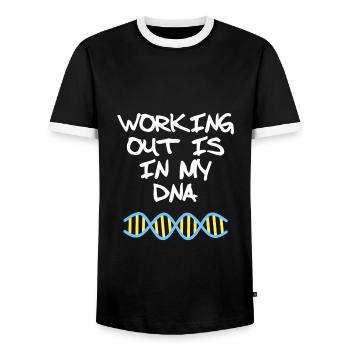Faire de l’exercice est dans ma citation de fitness ADN - T-shirt contrasté Homme - noir/blanc - Devant - AI Model Female 172 light (172cm) & AI Model Male 178 light (178cm)