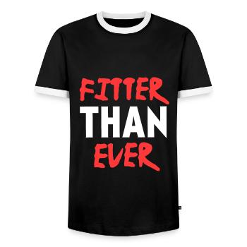 Plus en forme que jamais, citation de motivation fitness - T-shirt contrasté Homme - noir/blanc - Devant - AI Model Female 172 light (172cm) & AI Model Male 178 light (178cm)
