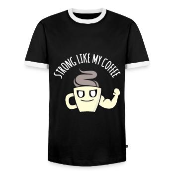 Fort comme mon café : Drôle de jeu de mots sur le café, humour - T-shirt contrasté Homme - noir/blanc - Devant - AI Model Female 172 light (172cm) & AI Model Male 178 light (178cm)