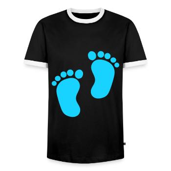 Baby Feet Blue Boy - Men's Ringer Shirt - black/white - Front - AI Model Female 172 light (172cm) & AI Model Male 178 light (178cm)