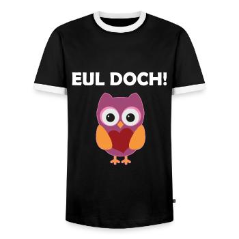 Eul Doch Lustiges Eulen Wortspiel Eule Wortwitz - Männer Kontrast-T-Shirt - Schwarz/Weiß - Vorne - AI Model Female 172 light (172cm) & AI Model Male 178 light (178cm)