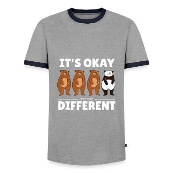It's Ok To Be A Little Different Panda Bear Shirt - Männer Kontrast-T-Shirt - Grau/Navy  - Vorne - AI Model Female 172 light (172cm) & AI Model Male 178 light (178cm)